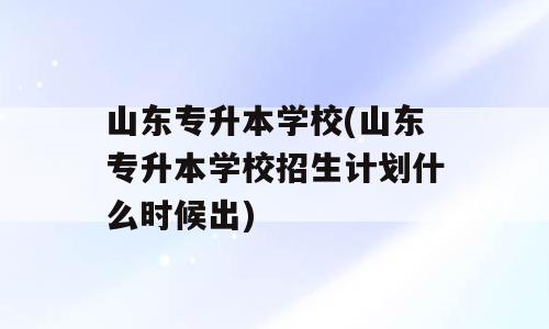 山东专升本学校(山东专升本学校招生计划什么时候出)