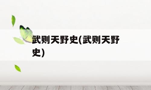 武则天野史(武则天野史)