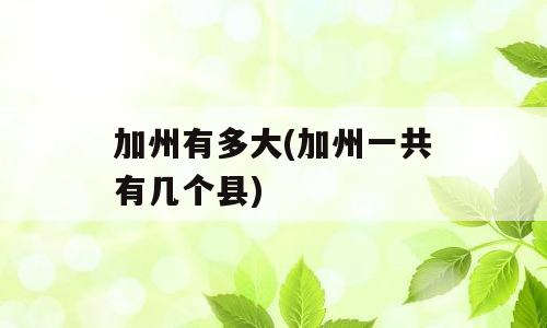 加州有多大(加州一共有几个县)