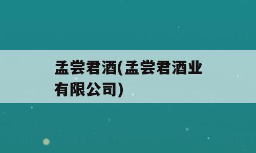 孟尝君酒(孟尝君酒业有限公司)