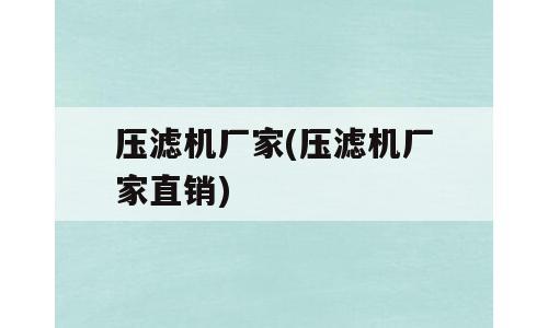 压滤机厂家(压滤机厂家直销)