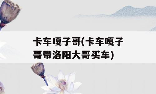 卡车嘎子哥(卡车嘎子哥带洛阳大哥买车)