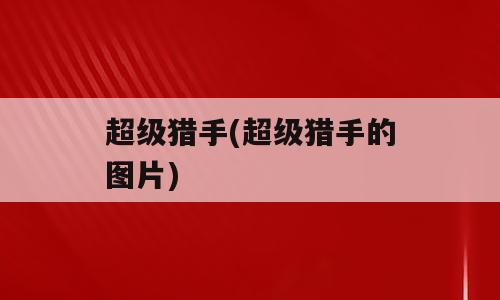 超级猎手(超级猎手的图片)