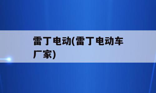 雷丁电动(雷丁电动车厂家)