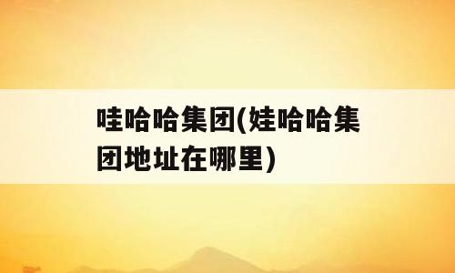 哇哈哈集团(娃哈哈集团地址在哪里)