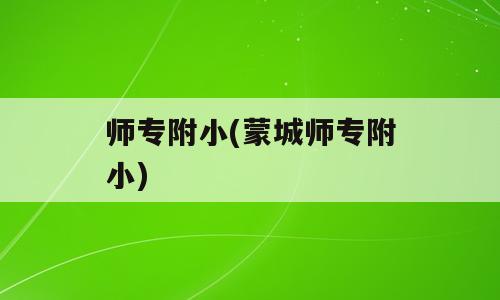 师专附小(蒙城师专附小)