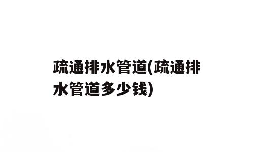 疏通排水管道(疏通排水管道多少钱)