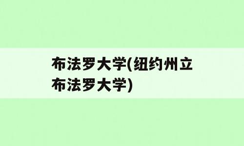 布法罗大学(纽约州立布法罗大学)
