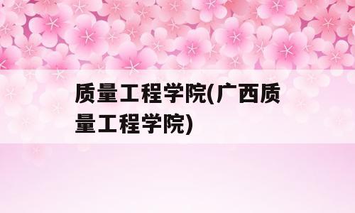 质量工程学院(广西质量工程学院)