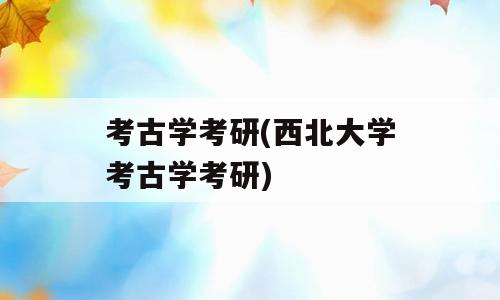 考古学考研(西北大学考古学考研)
