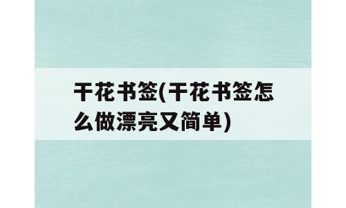 干花书签(干花书签怎么做漂亮又简单)