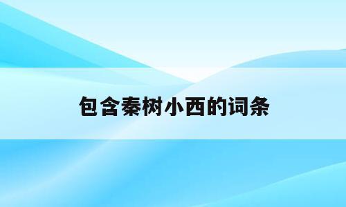 包含秦树小西的词条