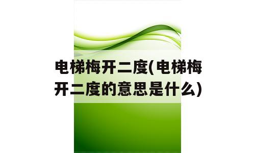 电梯梅开二度(电梯梅开二度的意思是什么)