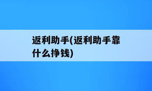 返利助手(返利助手靠什么挣钱)