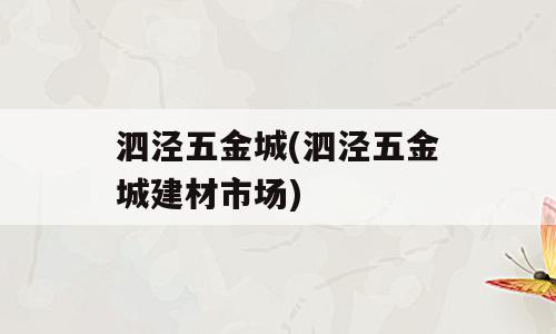 泗泾五金城(泗泾五金城建材市场)