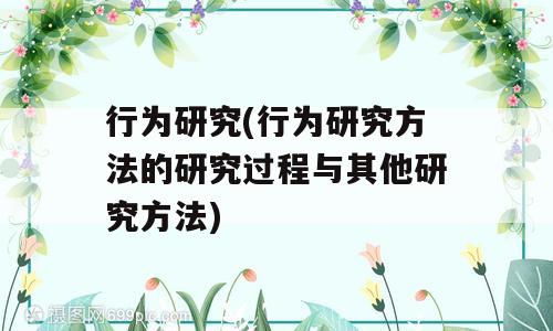 行为研究(行为研究方法的研究过程与其他研究方法)