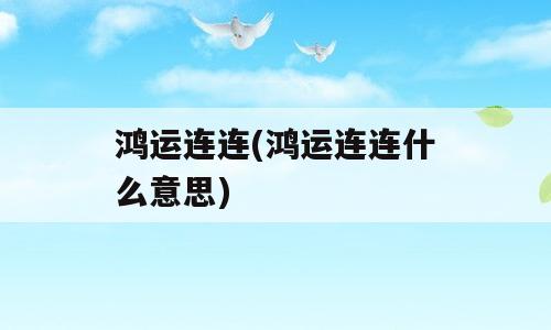 鸿运连连(鸿运连连什么意思)