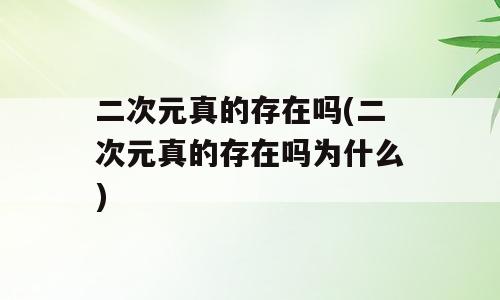 二次元真的存在吗(二次元真的存在吗为什么)