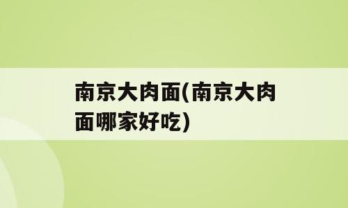 南京大肉面(南京大肉面哪家好吃)