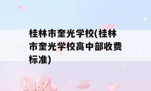 桂林市奎光学校(桂林市奎光学校高中部收费标准)