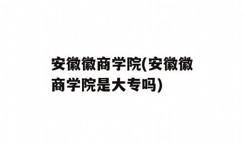 安徽徽商学院(安徽徽商学院是大专吗)