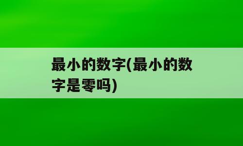 最小的数字(最小的数字是零吗)