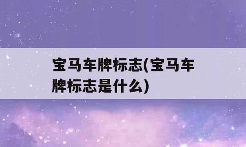 宝马车牌标志(宝马车牌标志是什么)