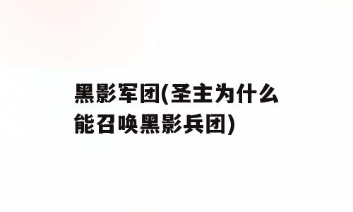 黑影军团(圣主为什么能召唤黑影兵团)