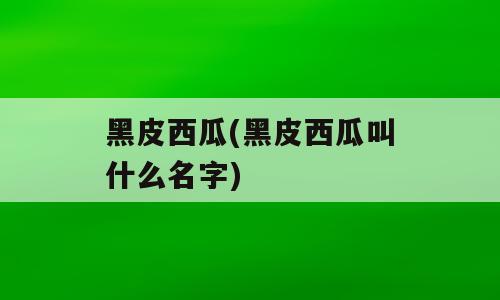 黑皮西瓜(黑皮西瓜叫什么名字)