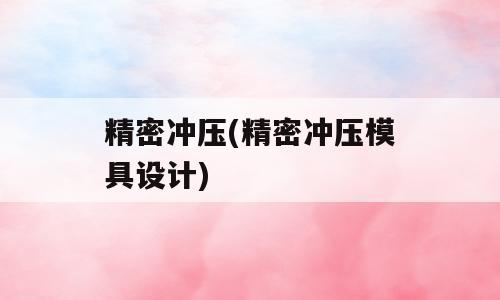 精密冲压(精密冲压模具设计)