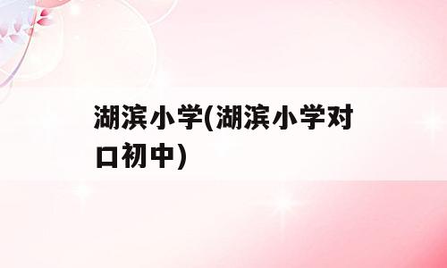 湖滨小学(湖滨小学对口初中)