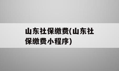 山东社保缴费(山东社保缴费小程序)
