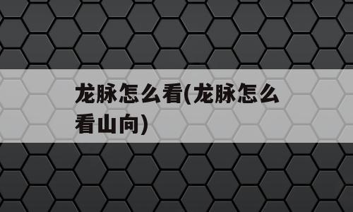 龙脉怎么看(龙脉怎么看山向)