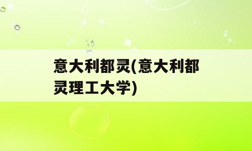 意大利都灵(意大利都灵理工大学)