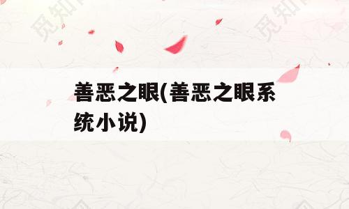 善恶之眼(善恶之眼系统小说)