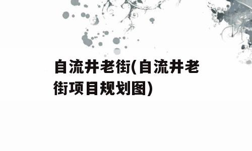 自流井老街(自流井老街项目规划图)