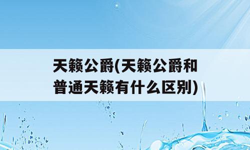 天籁公爵(天籁公爵和普通天籁有什么区别)