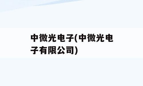 中微光电子(中微光电子有限公司)