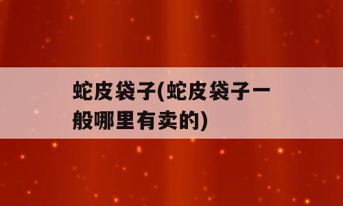 蛇皮袋子(蛇皮袋子一般哪里有卖的)