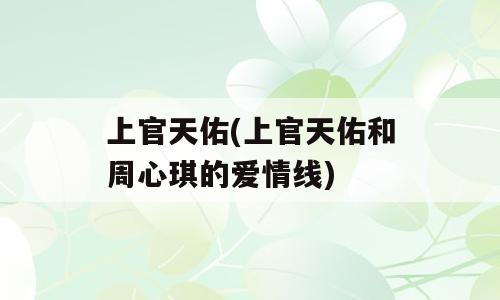 上官天佑(上官天佑和周心琪的爱情线)