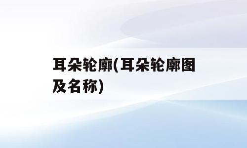 耳朵轮廓(耳朵轮廓图及名称)