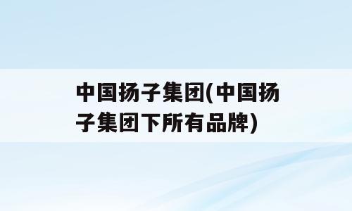 中国扬子集团(中国扬子集团下所有品牌)