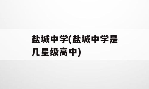 盐城中学(盐城中学是几星级高中)
