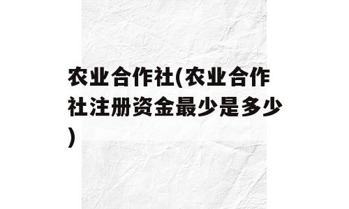 农业合作社(农业合作社注册资金最少是多少)