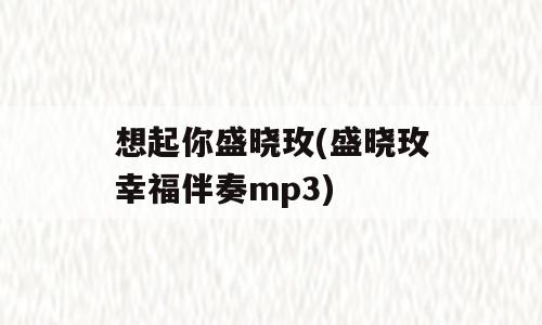 想起你盛晓玫(盛晓玫幸福伴奏mp3)