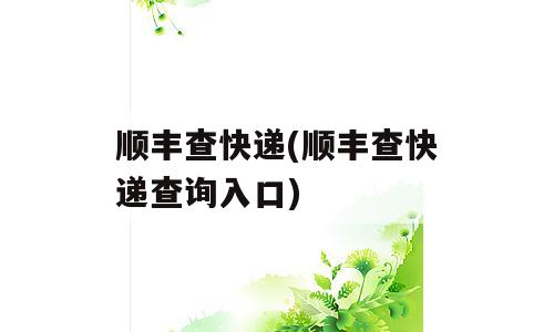 顺丰查快递(顺丰查快递查询入口)