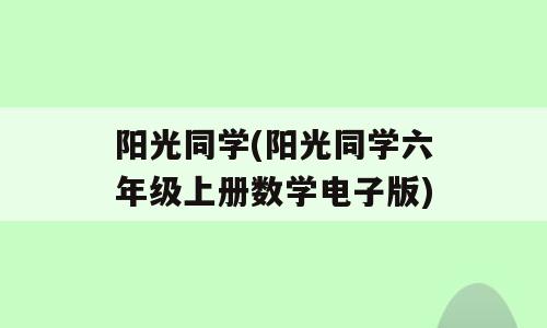 阳光同学(阳光同学六年级上册数学电子版)