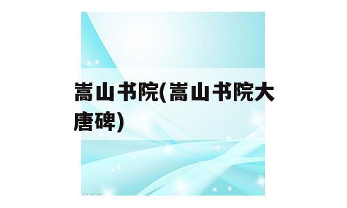 嵩山书院(嵩山书院大唐碑)