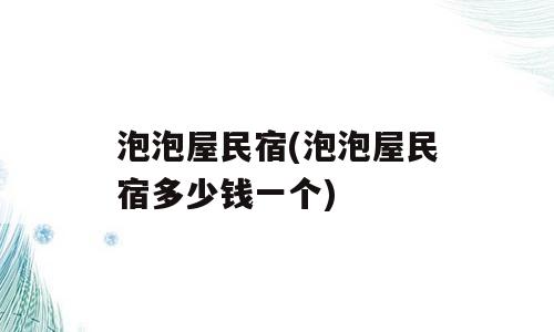 泡泡屋民宿(泡泡屋民宿多少钱一个)