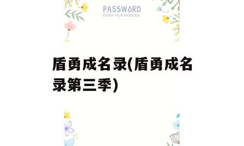 盾勇成名录(盾勇成名录第三季)
